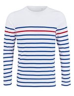 SOL´S Langarm Matrosen T-Shirt gestreift für Herren, French Navy/White S, L03099 – White/Royal Blue 241/Red