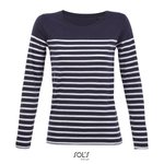 SOL´S Gestreiftes Langarm-T-Shirt aus Baumwolle, French Navy/White S, L03100 – Bild 3