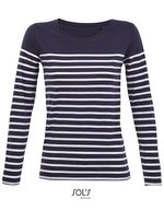 SOL´S Gestreiftes Langarm-T-Shirt aus Baumwolle, French Navy/White S, L03100 – Bild 2
