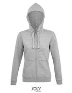 SOL´S Zip Hoodie Spike mit Kapuze für Damen, Black XS, L03106 – Melange Grigio Melange