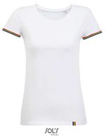 SOL´S T-Shirt Rainbow, Baumwolle, Kurzarm für Damen, Deep Black/Multicolore S, L03109 – White/Multicolore