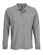 SOL´S Langarm Polycotton Polo mit Ripp-Kragen, White XS, L03983 – Grey Melange