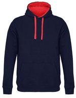 Unisex Hooded Sweatshirt Cameron – Blu navy francese/Rosso brillante