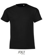 SOL´S Rundhals-T-Shirt Regent Fit für Kinder, White 2 Jahre (86/94), L149K – Deep Black