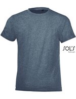 SOL´S Rundhals-T-Shirt Regent Fit für Kinder, White 2 Jahre (86/94), L149K – Heather Denim