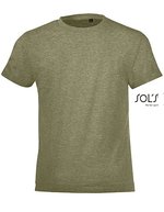 SOL´S Rundhals-T-Shirt Regent Fit für Kinder, White 2 Jahre (86/94), L149K – Heather Khaki