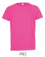 SOL´S Raglan T-Shirt Sportlich Baumwolle für Kinder, White 6 Jahre (106/116), L198K – Neon Pink