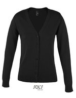 Women´s Golden V-Neck Knitted Cardigan – Black