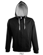 SOL´S Sweatshirt mit kontrastfarbener Kapuze für Herren, Black/Grey Melange S, L480 – Bild 2