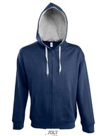 SOL´S Sweatshirt mit kontrastfarbener Kapuze für Herren, Black/Grey Melange S, L480 – French Navy/Grey Melange
