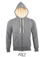 SOL´S Sherpa-gefütterte Kapuzenjacke mit Kängurutaschen, Black XXS, L482 – Grigio Melange