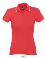 SOL´S Polo Shirt mit Kontrastkragen für Damen, Golf Green/White S, L530 – Red/White
