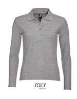 SOL´S Langarm-Polo aus Ringspun-Baumwolle, Kelly Green M, L535 – Grey Melange