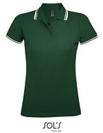 SOL´S Polo Shirt Pasadena mit Kontrast-Streifen, Black/Lime S, L586 – Forest Green/White