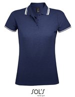 SOL´S Polo Shirt Pasadena mit Kontrast-Streifen, Black/Lime S, L586 – French Navy/White