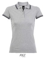SOL´S Polo Shirt Pasadena mit Kontrast-Streifen, Black/Lime S, L586 – Grey Melange/Navy