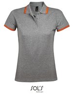SOL´S Polo Shirt Pasadena mit Kontrast-Streifen, Black/Lime S, L586 – Grey Melange/Orange