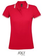 SOL´S Polo Shirt Pasadena mit Kontrast-Streifen, Black/Lime S, L586 – Red/White