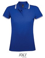SOL´S Polo Shirt Pasadena mit Kontrast-Streifen, Black/Lime S, L586 – Royal Blue 241/White