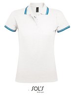 SOL´S Polo Shirt Pasadena mit Kontrast-Streifen, Black/Lime S, L586 – White/Aqua