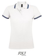 SOL´S Polo Shirt Pasadena mit Kontrast-Streifen, Black/Lime S, L586 – White/Navy