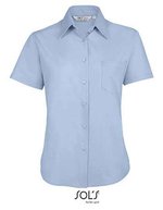 SOL´S Popeline-Bluse Escape Kurzarm Slim-Schnitt, Black XS, L620 – Azzurro cielo