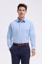 SOL´S Stretch-Shirt Brighton, Langarm, Baumwolle-Elasthan, Bright Sky 3XL, L633 – Bild 1