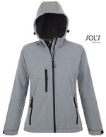 SOL´S Softshell-Jacke mit Kapuze Replay für Damen, Black S, L849 – Grigio Melange