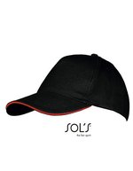 SOL´S Five Panels Cap Long Beach Baumwolle, Army/Beige One Size, LC00594 – Black/Red