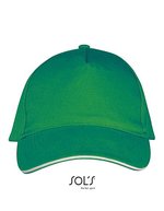 SOL´S Five Panels Cap Long Beach Baumwolle, Army/Beige One Size, LC00594 – Kelly Green/White