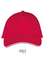 SOL´S Five Panels Cap Long Beach Baumwolle, Army/Beige One Size, LC00594 – Red/White