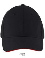 SOL´S Six Panel Cap Solar aus Baumwolle, Black One Size, LC03092 – Noir/Rouge
