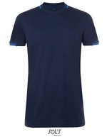 SOL´S Kurzarm V-Neck T-Shirt mit Kontrast-Kragen, Black/White XS, LT01717 – French Navy/Royal Blue