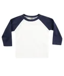 Larkwood Langärmliges Baseball-T-Shirt für Babys, White/Navy 0/6 Monate, LW025 – Bild 3