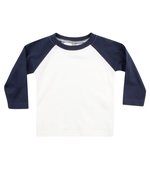 Larkwood Langärmliges Baseball-T-Shirt für Babys, White/Navy 0/6 Monate, LW025 – Bild 3