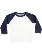 Larkwood Langärmliges Baseball-T-Shirt für Babys – White/Navy