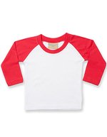 Larkwood Langärmliges Baseball-T-Shirt für Babys – White/Red