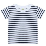 Larkwood Kurzarm-Gestreiftes T-Shirt für Babys, White/Oxford Navy 0/6 Monate, LW027 – Bild 3