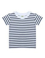 Larkwood Kurzarm-Gestreiftes T-Shirt für Babys – White/Oxford Navy