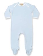 Larkwood Langarm Schlafanzug mit Kontrastdetails – Pale Blue/White