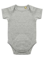 Larkwood Kurzärmeliger Baby-Body mit Envelope-Halsausschnitt – Heather Grey