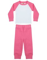 Larkwood Kinder-Pyjama mit Baseball-Shirt-Schnitt – Candyfloss Pink/White