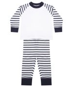 Larkwood Gestreifter Baby-Schlafanzug mit Raglan-Ärmeln, Navy Stripe/White 0/6 Monate, LW072 – Bild 3