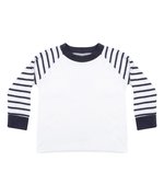 Larkwood Gestreifter Baby-Schlafanzug mit Raglan-Ärmeln, Navy Stripe/White 0/6 Monate, LW072 – Bild 4