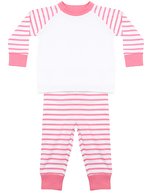 Larkwood Gestreifter Baby-Schlafanzug mit Raglan-Ärmeln – Pink Stripe/White