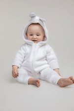 Larkwood Hasen-Overall mit Kapuze und Reißverschluss, White 12/18 Monate, LW073 – Bild 1