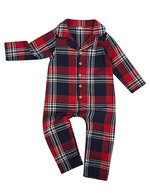 Larkwood Tartan Overall aus Flanell für Babys – Red-Navy Check