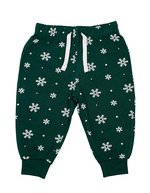 Larkwood Baby Lounge Pants mit elastischem Bund – Bottle Green/White Snowflakes