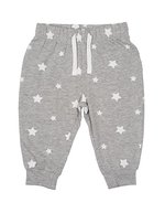 Larkwood Baby Lounge Pants mit elastischem Bund – Heather Grey/White Stars