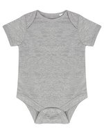 Larkwood Kurzarm-Bodysuit aus Baumwolle mit Druckknöpfen, Black 0/3 Monate, LW500 – Heather Grey